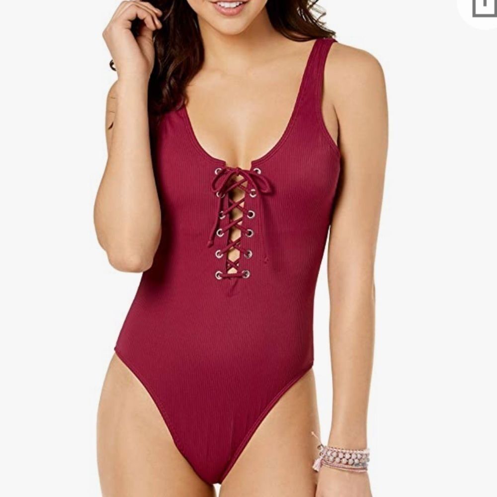 California Waves Lace-Up Cheeky High-Leg Swimsuit